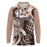Aloha Mocha Mousse Tribal Honu Tattoo Long Sleeve Polo Shirt