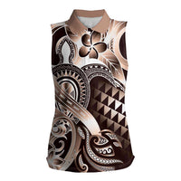 Aloha Mocha Mousse Tribal Honu Tattoo Women Sleeveless Polo Shirt