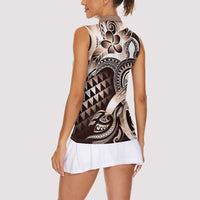 Aloha Mocha Mousse Tribal Honu Tattoo Women Sleeveless Polo Shirt