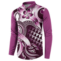 Aloha Pink Tribal Honu Tattoo Button Sweatshirt