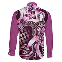 Aloha Pink Tribal Honu Tattoo Family Matching Long Sleeve Bodycon Dress and Hawaiian Shirt
