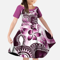 Aloha Pink Tribal Honu Tattoo Family Matching Tank Maxi Dress and Hawaiian Shirt