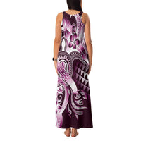 Aloha Pink Tribal Honu Tattoo Family Matching Tank Maxi Dress and Hawaiian Shirt