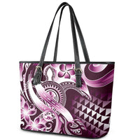 Aloha Pink Tribal Honu Tattoo Leather Tote Bag