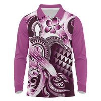 Aloha Pink Tribal Honu Tattoo Long Sleeve Polo Shirt