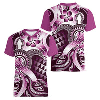 Aloha Pink Tribal Honu Tattoo Women V-Neck T-Shirt