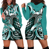 Aloha Turquoise Tribal Honu Tattoo Hoodie Dress