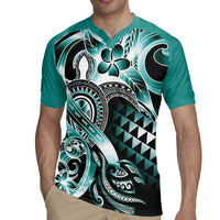 Aloha Turquoise Tribal Honu Tattoo Rugby Jersey