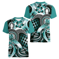 Aloha Turquoise Tribal Honu Tattoo Women V-Neck T-Shirt