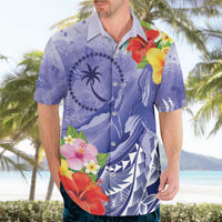 Personalised Chuuk States Humpback Whale Hawaiian Shirt Polynesian Tropical Flowers
