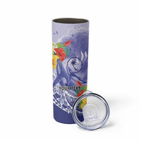 Personalised Chuuk States Humpback Whale Skinny Tumbler Polynesian Tropical Flowers