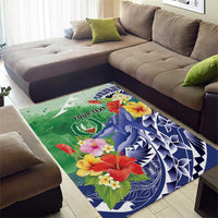 Personalised Pohnpei States Humpback Whale Area Rug Polynesian Tropical Flowers