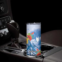 Personalised Yap States Humpback Whale Skinny Tumbler Polynesian Tropical Flowers