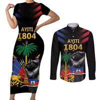 Haiti Independence Day Couples Matching Short Sleeve Bodycon Dress and Long Sleeve Button Shirt The First Black Republic Since 1804