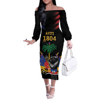 Haiti Independence Day Off The Shoulder Long Sleeve Dress The First Black Republic Since 1804 LT9 Women Blakc - Polynesian Pride