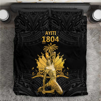 Haitian Negre Marron 1804 Bedding Set Black Polynesian Pattern