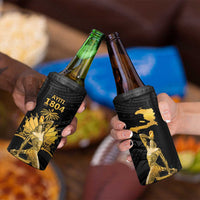 Haitian Negre Marron 1804 4 in 1 Can Cooler Tumbler Black Polynesian Pattern