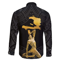 Haitian Negre Marron 1804 Family Matching Long Sleeve Bodycon Dress and Hawaiian Shirt Black Polynesian Pattern