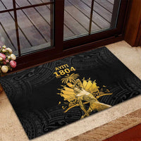 Haitian Negre Marron 1804 Rubber Doormat Black Polynesian Pattern