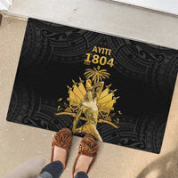 Haitian Negre Marron 1804 Rubber Doormat Black Polynesian Pattern
