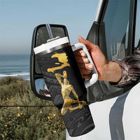 Haitian Negre Marron 1804 Tumbler With Handle Black Polynesian Pattern