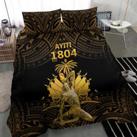 Haitian Negre Marron 1804 Bedding Set Gold Polynesian Pattern