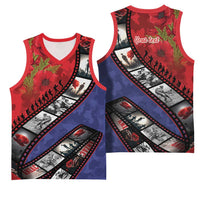 Personalised ANZAC Spirit 1915-2026 Filmstrip Tribute Basketball Jersey Lest We Forget 25 April