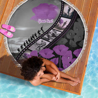 Personalised Remembering ANZAC Lest We Forget Beach Blanket Vintage Film Frame Memorial Purple Poppy LT9 - Polynesian Pride