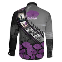 Personalised Remembering ANZAC Lest We Forget Family Matching Summer Maxi Dress and Hawaiian Shirt Vintage Film Frame Memorial Purple Poppy LT9 - Polynesian Pride