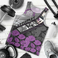 Personalised Remembering ANZAC Lest We Forget Men Tank Top Vintage Film Frame Memorial Purple Poppy LT9 - Polynesian Pride