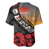 Personalised Remembering ANZAC Lest We Forget Baseball Jersey Vintage Film Frame Memorial Red Poppy