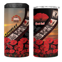 Personalised Remembering ANZAC Lest We Forget 4 in 1 Can Cooler Tumbler Vintage Film Frame Memorial Red Poppy