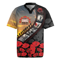 Personalised Remembering ANZAC Lest We Forget Rugby Jersey Vintage Film Frame Memorial Red Poppy