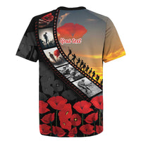 Personalised Remembering ANZAC Lest We Forget Rugby Jersey Vintage Film Frame Memorial Red Poppy