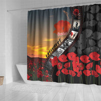 Personalised Remembering ANZAC Lest We Forget Shower Curtain Vintage Film Frame Memorial Red Poppy