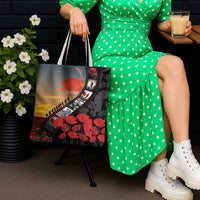 Personalised Remembering ANZAC Lest We Forget Tote Bag Vintage Film Frame Memorial Red Poppy