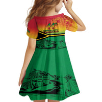 Hapi 44th Indipendens Dei Vanuatu Family Matching Off Shoulder Short Dress and Hawaiian Shirt Yumi 1980 with Vanuatuan Beach Landscape LT9 - Polynesian Pride