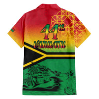 Hapi 44th Indipendens Dei Vanuatu Family Matching Off Shoulder Short Dress and Hawaiian Shirt Yumi 1980 with Vanuatuan Beach Landscape LT9 - Polynesian Pride