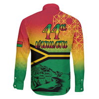 Hapi 44th Indipendens Dei Vanuatu Family Matching Off Shoulder Short Dress and Hawaiian Shirt Yumi 1980 with Vanuatuan Beach Landscape LT9 - Polynesian Pride