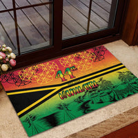 Hapi 44th Indipendens Dei Vanuatu Rubber Doormat Yumi 1980 with Vanuatuan Beach Landscape