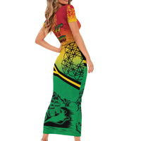 Hapi 44th Indipendens Dei Vanuatu Short Sleeve Bodycon Dress Yumi 1980 with Vanuatuan Beach Landscape LT9 - Polynesian Pride