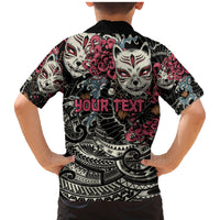 Personalized Japanese Kitsune Mask Family Matching Mermaid Dress and Hawaiian Shirt With Polynesian Arty Style