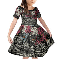 Personalized Japanese Kitsune Mask Family Matching Mermaid Dress and Hawaiian Shirt With Polynesian Arty Style