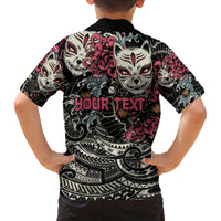 Personalized Japanese Kitsune Mask Family Matching Tank Maxi Dress and Hawaiian Shirt With Polynesian Arty Style