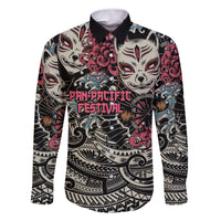 Personalized Japanese Kitsune Mask Family Matching Tank Maxi Dress and Hawaiian Shirt With Polynesian Arty Style