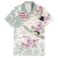Personalized Japanese Shirasagi Bird Hawaiian Shirt Sakura and Hibiscus Polynesian Pattern LT9 White - Polynesian Pride