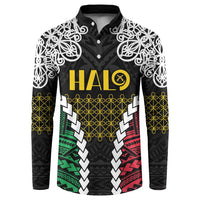 Halo Vanuatu Pride Button Sweatshirt Vanuatuan Sand Drawing Pattern