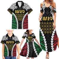 Halo Vanuatu Pride Family Matching Summer Maxi Dress and Hawaiian Shirt Vanuatuan Sand Drawing Pattern
