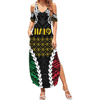 Halo Vanuatu Pride Family Matching Summer Maxi Dress and Hawaiian Shirt Vanuatuan Sand Drawing Pattern