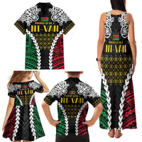 Halo Vanuatu Pride Family Matching Tank Maxi Dress and Hawaiian Shirt Vanuatuan Sand Drawing Pattern
